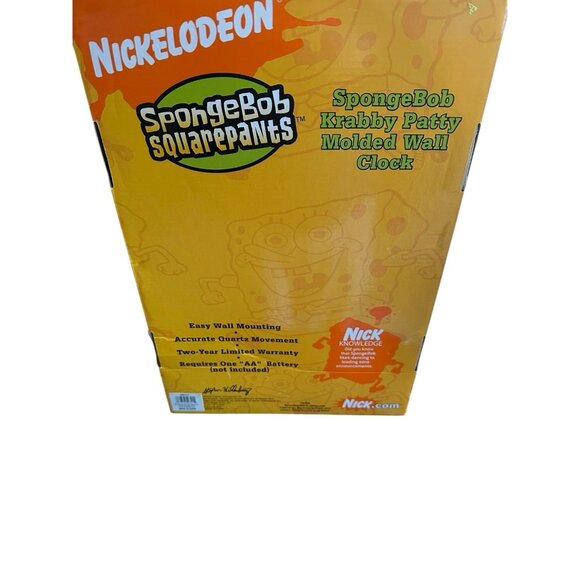 Sponge Bob 2004 Molded Wall Clock Krabby Patty‎ Nickelodeon NEW Open Box Vintage - Picture 5 of 9